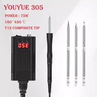 high quality youyue 305 mini portable digital soldering station with soldering iron handle t12 solder tips 75w 110v220v euus