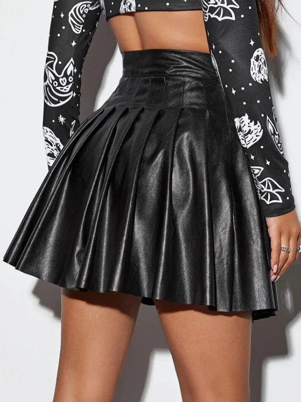 

Женская Повседневная винтажная мини-юбка с завышенной талией, короткая юбка на пуговицах, трапециевидная кожаная юбка с соединением, T428, для осени и зимы