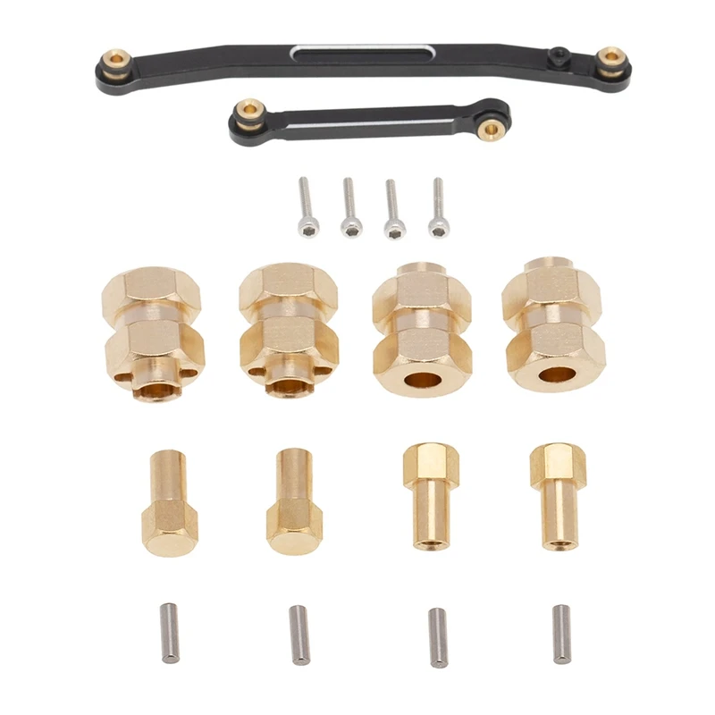 

1 Set Metal Tight Tolerance Steering Link Rod Upgrade Parts & 1 Set 4Mm Widen Brass Wheel Hex Extended Adapter Parts