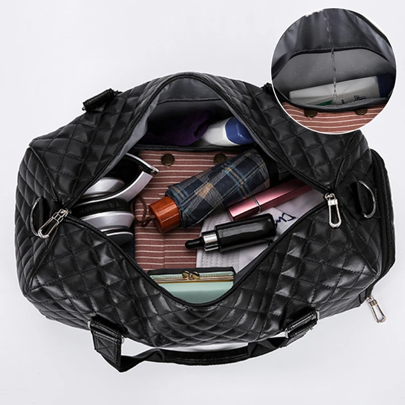 Dry And Wet Leather Gym Bag Waterproof Sports Fitness Handbag Women Shoulder Luggage Travel Bags With Shoes Storage XA827D