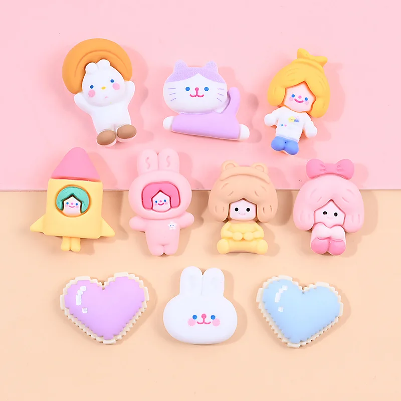 

10pcs Kawaii Cartoon Resin Princess Animal Series Miniature Embellishments Scrapbook Supplies Accessories Diy Flatback Materials