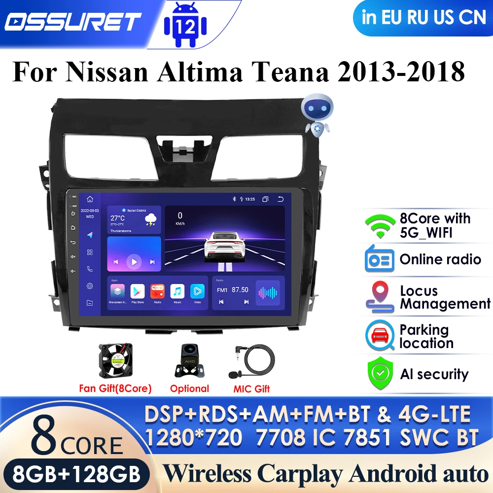 

8G 128G IPS Android AutoRadio for Nissan Teana Altima 2013 - 2015 4G-LTE Carplay AI Car Multimedia Player Video DSP WIFI BT Navi