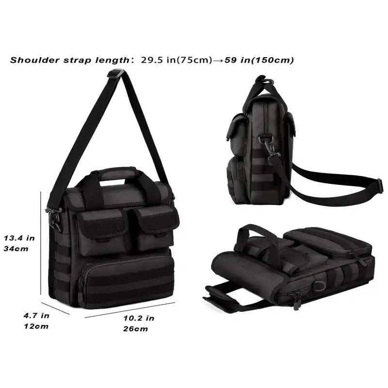 Luxurious Men Business Traveler Messenger Bag, MOLLE Crossbody Briefcase Sling Backpack for Outdoor Adventure.