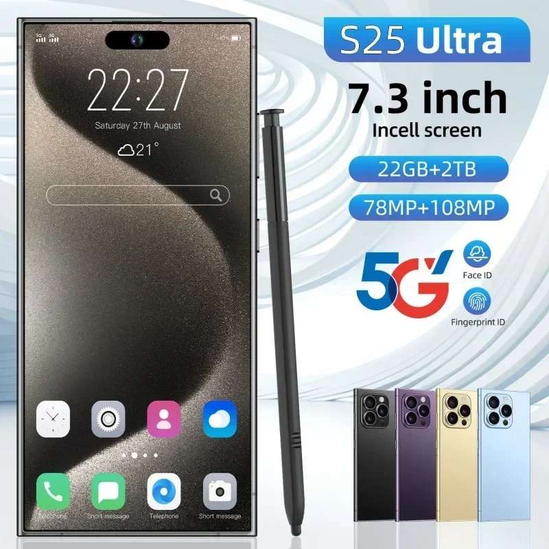 Глобальная версия S25 Ultra 5G Оригинальный смартфон 7.3 HD Экран 4G Телефон с двумя