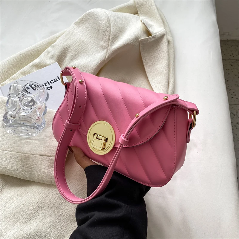 

New High quality PU leather Women's messenger bag ladies fashion brand Lock shoulder bag famous designer handbag purse luxury