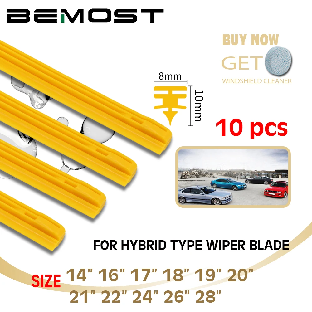 

10 pcs Car Windscreen Wiper Blade Insert yellow silica gel Strip (Refill) 8mm 14"16"17"18"19"20"21"22"24"26"28" Car Accessories