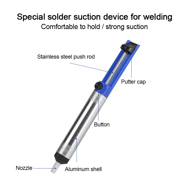 Blue/Gold Desoldering Pump Suction Tin Sucker Durable All-aluminum Tin Suction Device Manual Solder Pump Welding Hand Tools
