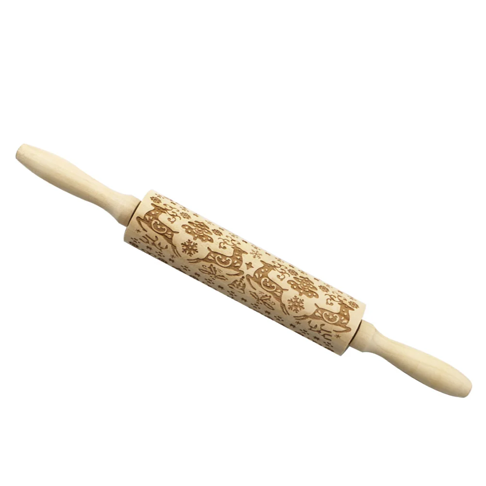 

Christmas Rolling Pin Roller Embossing Woodenengraved Embossed Doughparty Decor