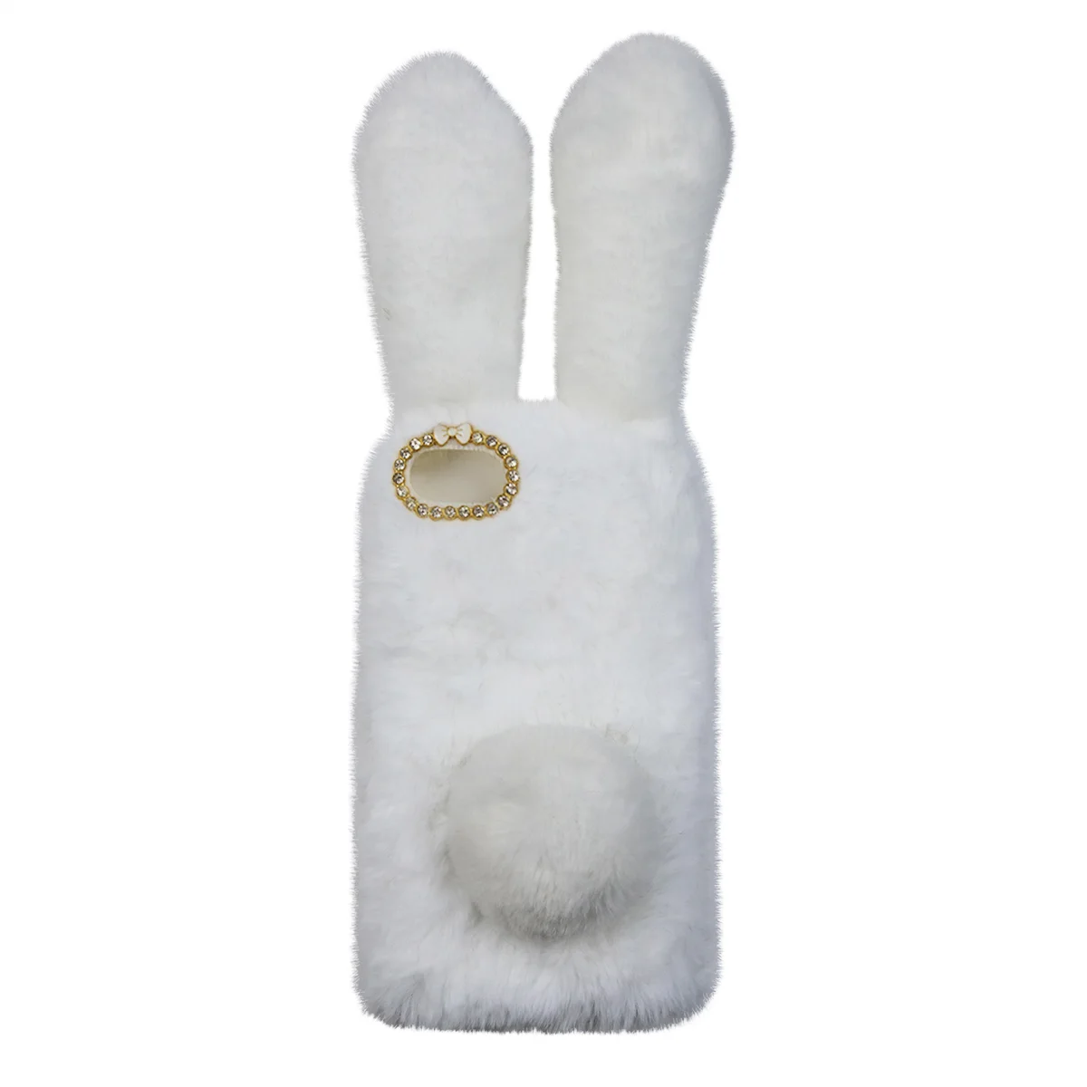 

Mikikit Fluffy Bunny Case New Iphone Se 2 Brown Furry Rabbit Fur Cover Plush Case Ears Fur Ball Protective Case Girls Stuffed