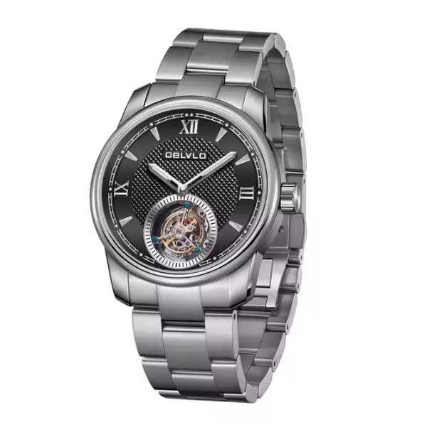 Автоматические Мужские часы OBLVLO с турбийоном 42 мм механические наручные