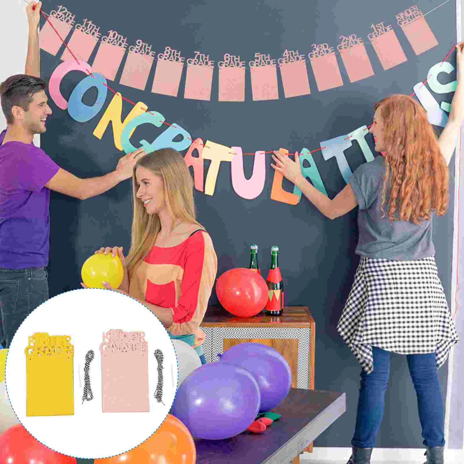 

2 комплекта подвесных флажков фото плакат Выпускной вечеринка орнамент фото декор стен