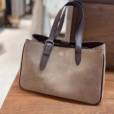 Женская замшевая сумочка из воловьей кожи с изысканным декором из бисера