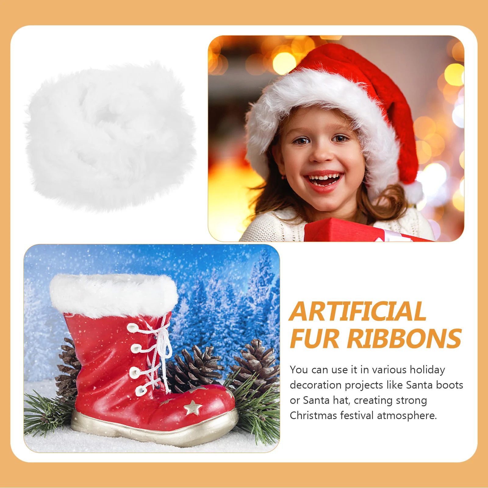 Лента с отделкой из искусственной шерсти и меха для рукоделия рождественский