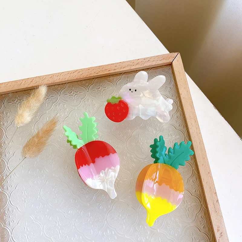 Ful Carrot Rabbit Hair Clips For Women Kids Vegetable Animal Hair Claw Hairpin Headdress Hair Accessories
