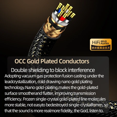 Высокоскоростной OCC позолоченный сетевой кабель Cat 8 с защитой от помех и экраном, 40 Гбит/с, 2000 МГц, Hi-Fi аудио, разъем RJ45, Ethernet-кабель