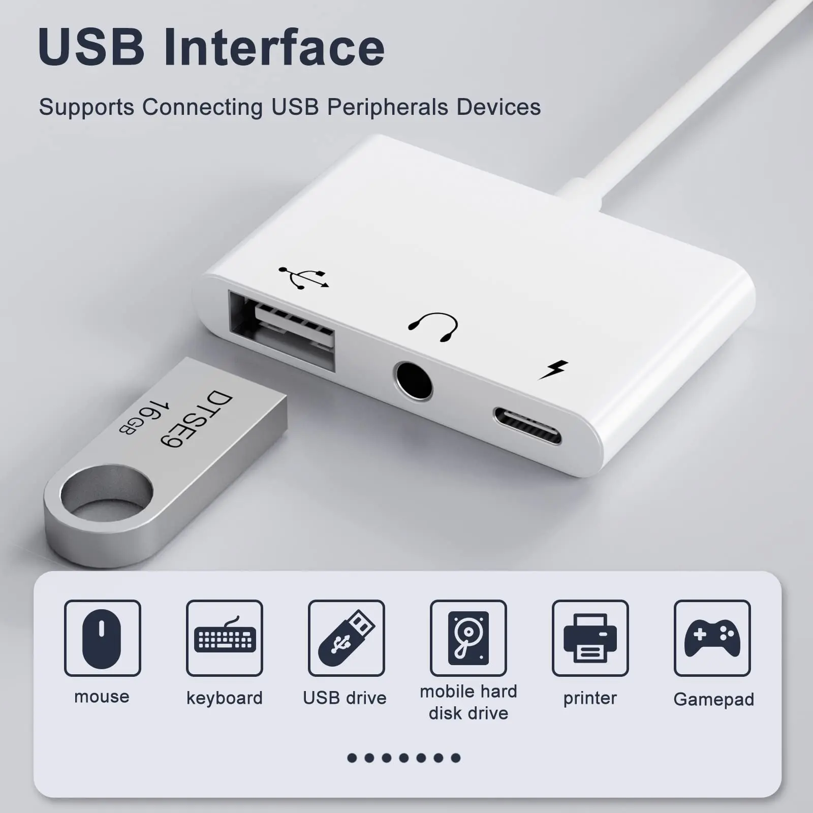 Фото Адаптер для камеры с USB C на USB OTG, аудиоразъем для наушников 3,5 мм, преобразователь для быстрой зарядки для iPad Pro, Google Pixel, Huawei, Xiaomi, Samsung №3