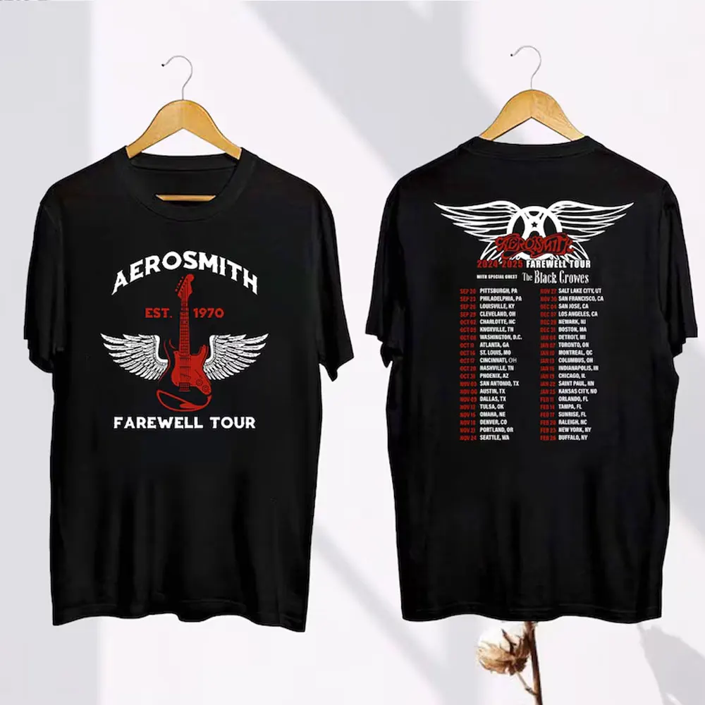 Фото Футболка-поклонник Aerosmith Peace Out Farewell Tour из 2024-2025 хлопка в подарок, рубашка-поклонник рок-группы Aerosmith в стиле 90-х, винтажная одежда Y2K, Топ №4