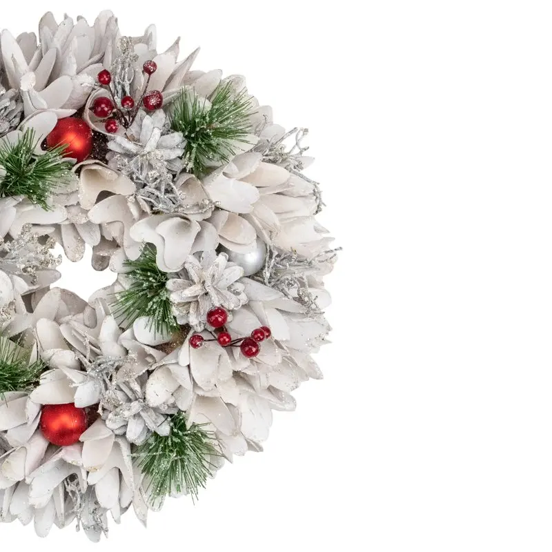 

Decorated Pine Wreath, 14" (White)