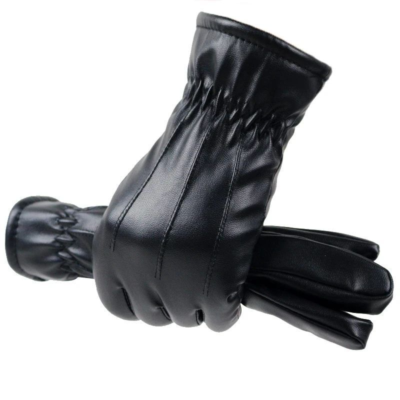 Autumn Winter PU Leather Gloves Women Men Waterproof Full Finger Gloves Touch Screen Driver's Warm Guantes Luvas