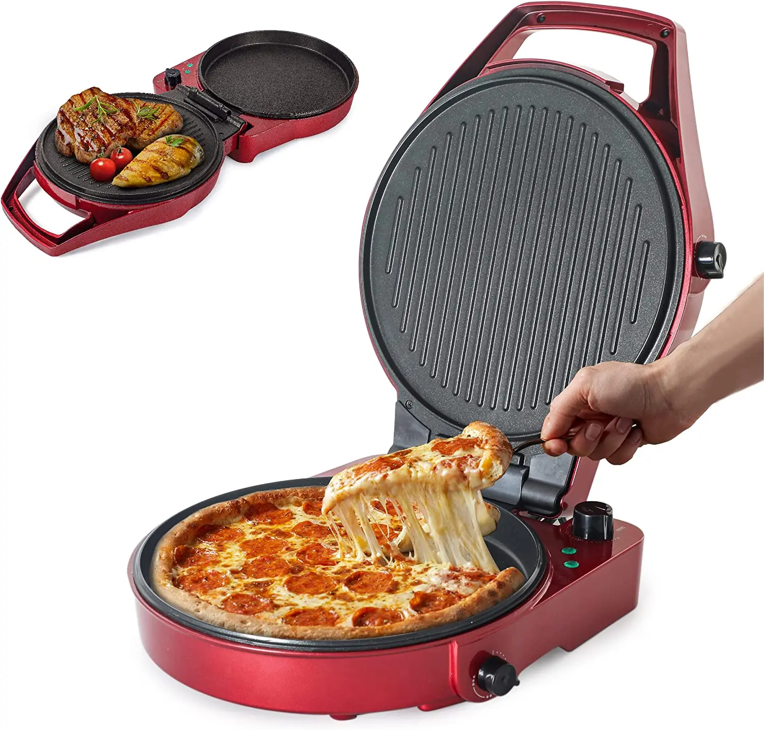 Countertop Pizza Maker Indoor Electric Countertop Grill Quesadilla Maker with Timer