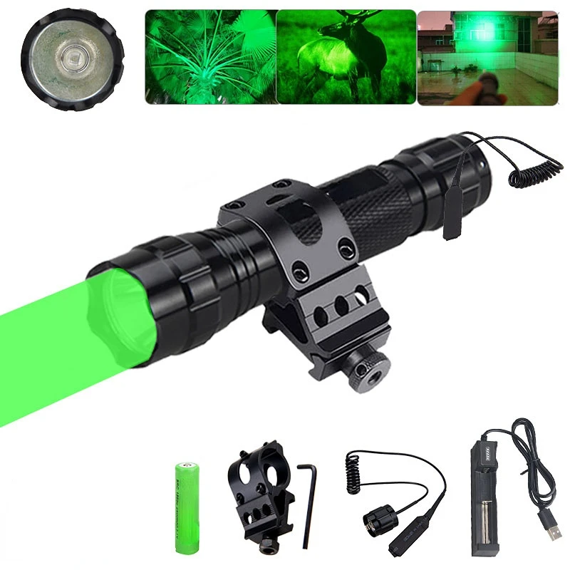 

Тактисветильник Зеленый Фонарь с фокусировкой Q5 светильник тничий фонарь с регулируемым фокусом, светодиодный фонарь для охоты, рыбалки, кемпинга, койота, свиньи