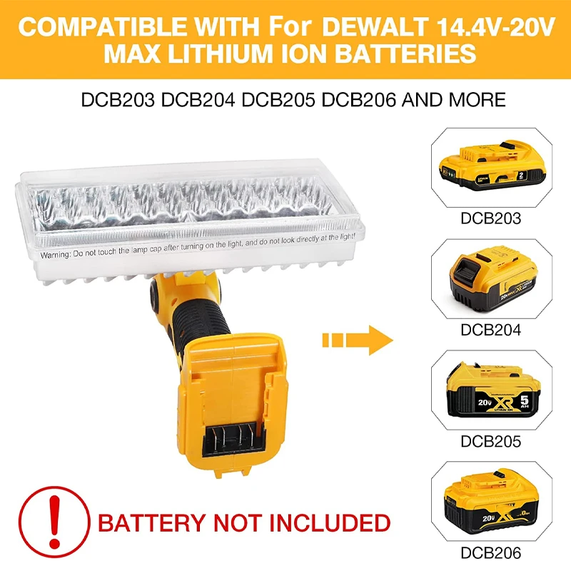 Фото Светодиодная лампа Dewalt, 40 Вт, 9 дюймов, 14,4 В, 18 в, 20 в №2