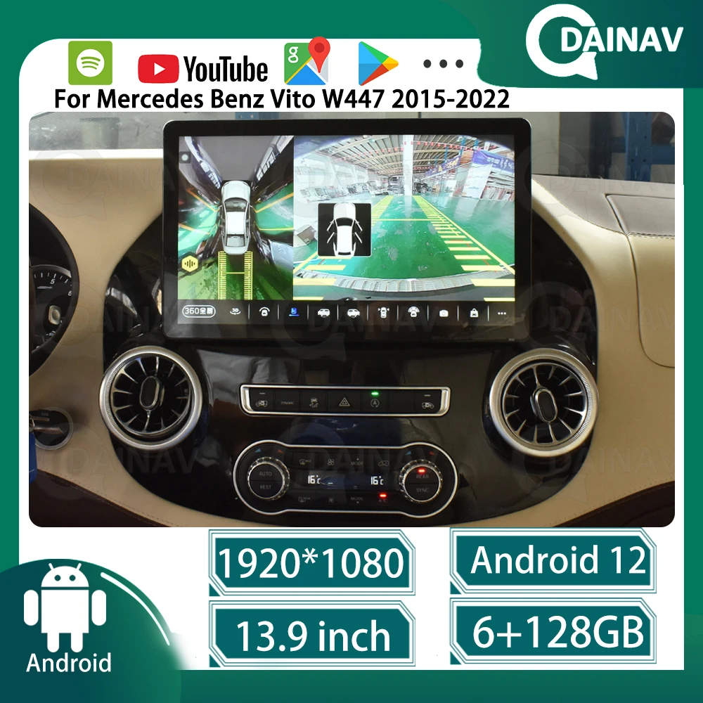 

Автомагнитола 13,9 дюйма для Mercedes Benz Vito W447 2015-2022, Android, мультимедийный плеер, навигация, стерео, Google carplay, головное устройство