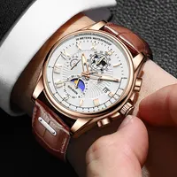 Casual Sport Watches for Men Luxury Military Leather Wrist Watch Man Clock Fashion Chronograph Wristwatch 1
