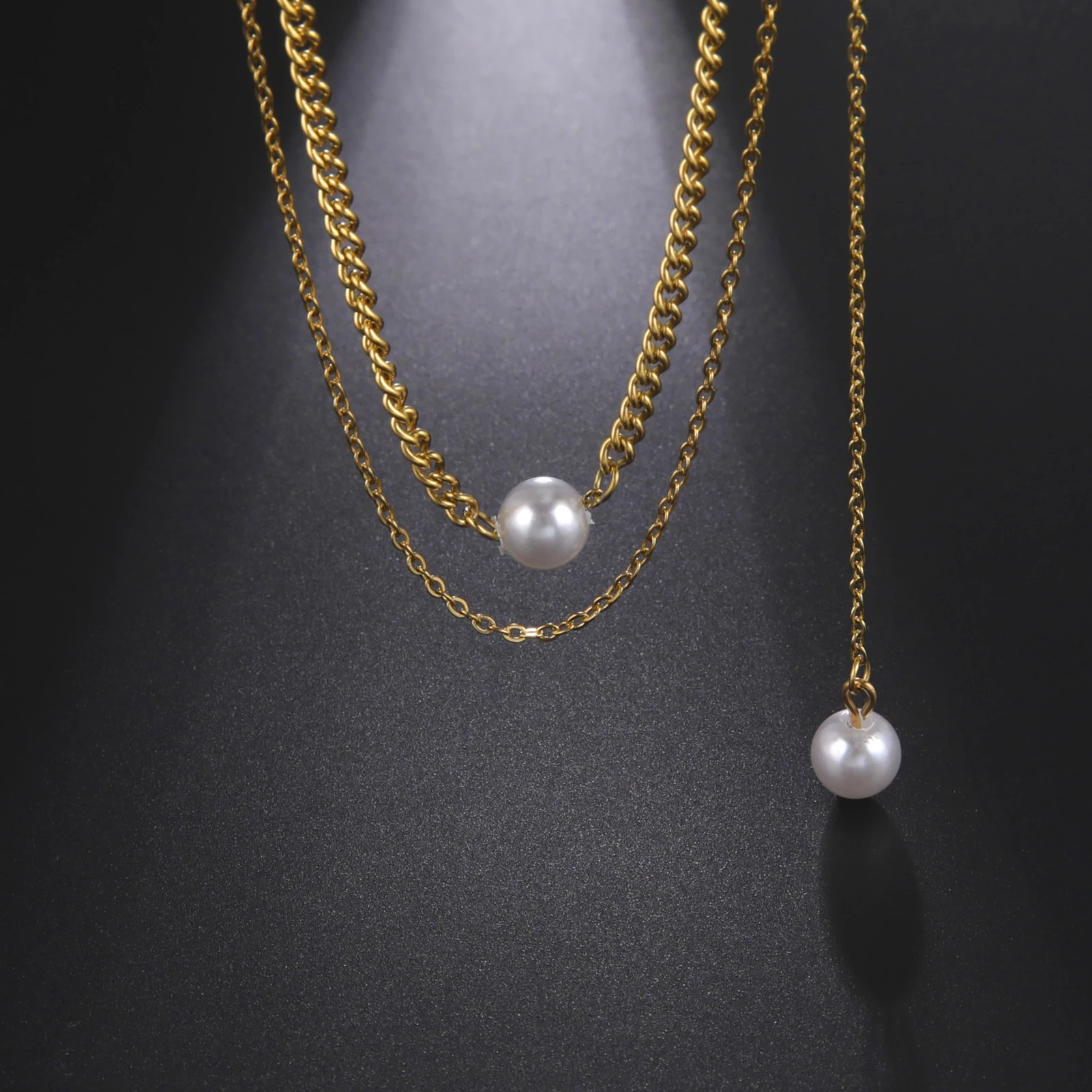 

Double Layer Pearl Necklace Fashion Women's Choker Necklace Stainless Steel Jewelry Accessories for Lover Wedding Gift