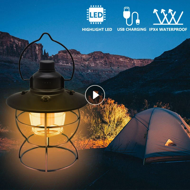 

Outdoor Camping Light Vintage Retro Camping Tent Light USB Charging Mobile Power Emergency Lighting Portable Horse Lanterns