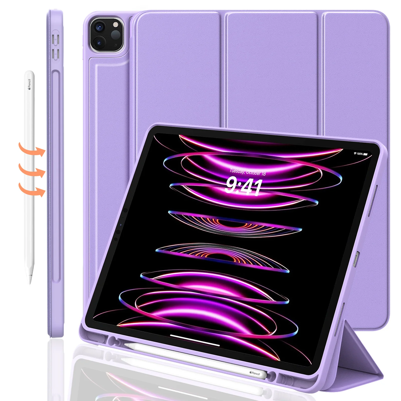 

Case for iPad Pro 12.9 6th/5th/4th/3rd Generation 2022/2021/2020/2018 Stain Resistant Stand Case for iPad Pro 12.9 Pencil Holder