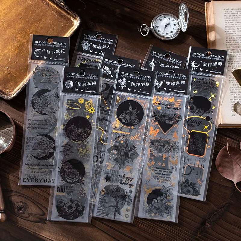 

6 Sheets Plants And Characters PET Stickers Decor Phone Laptop Labels Aesthetic Notebooks Scrapbooking Handmade Collage Material