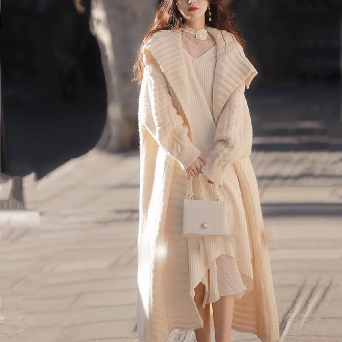 

Autumn winter Oversize Loose long sweater Cardigan Women Coat Fashion Long Sleeve Open Stitch Knitted Cardigans lapel Outerwear