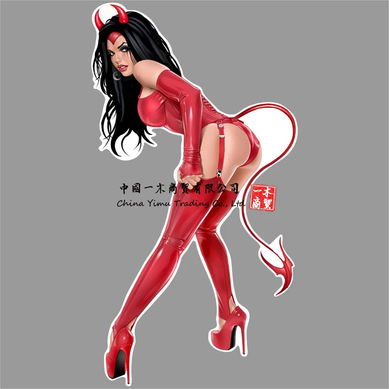 

Pinup Sticker Devil Demon Girl Car Sticker Sexy Girls Devil Pinup Woman Laptop or Automotive Pin Up Lethal Threat Devil Decal