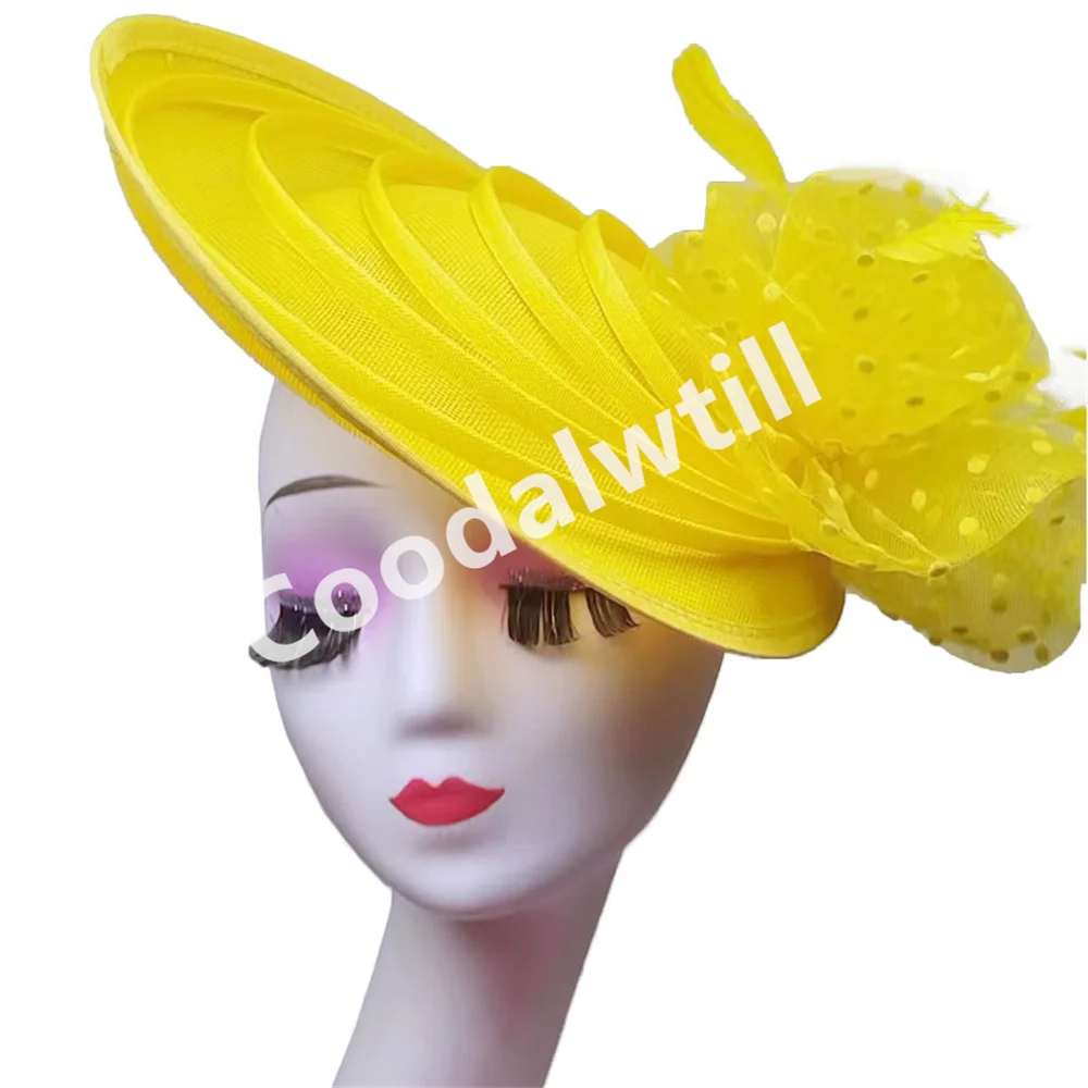 Желтая Фата Вуалетка свадебная шляпа заколка для волос невесты Женская