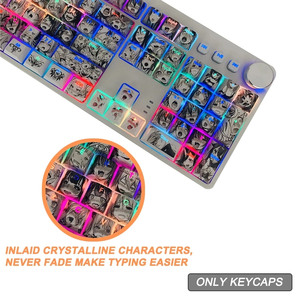 

Kawaii Anime Keycaps Cute Keycap 108 Keys Dye-Sub PBT OEM Profile Ahegao Japanese for Cherry MX Switches Mechanical Keyboard