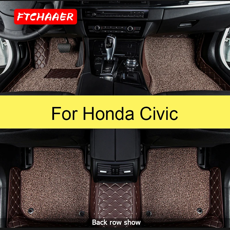 FTCHAAER   Car Floor Mats For Honda Civic Sedan Foot Coche Accessories Auto Carpets