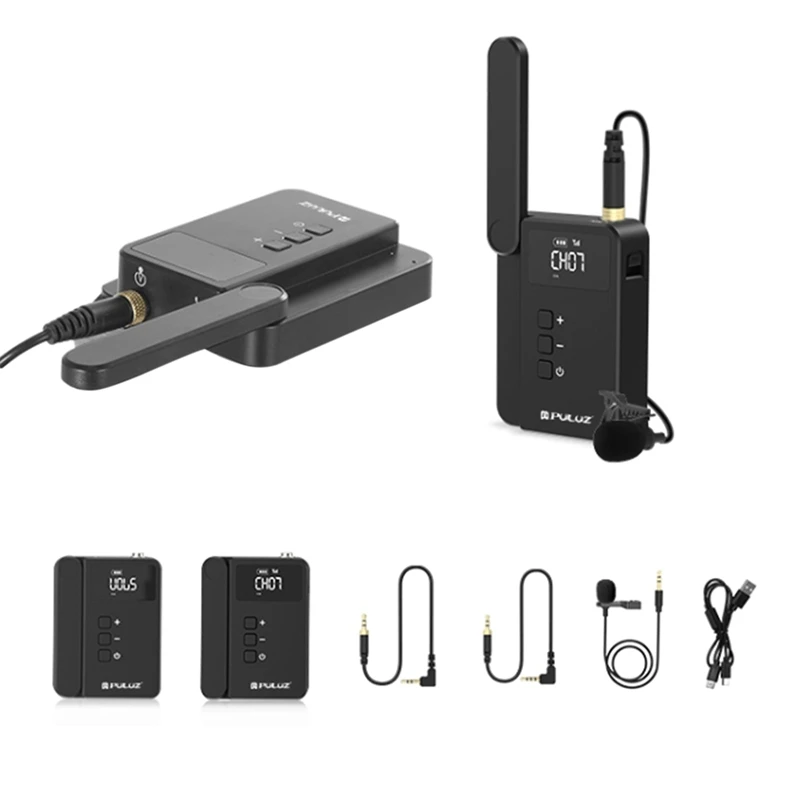 PULUZ Dual-Channel Wireless Microphone System With Transmitter And Receiver For DSLR Cameras And Video Cameras(Black)