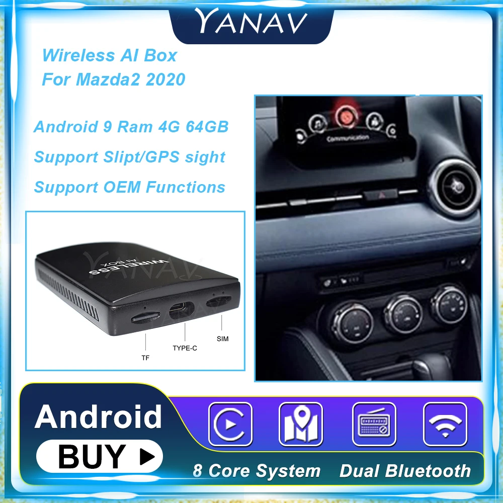 

Android 4G 64 Гб Carplay Беспроводная ИИ-приставка для Mazda2 2020 8-ядерная Автомобильная смарт-приставка мультимедиа Carbo Plug and Play Netfilx видео Google