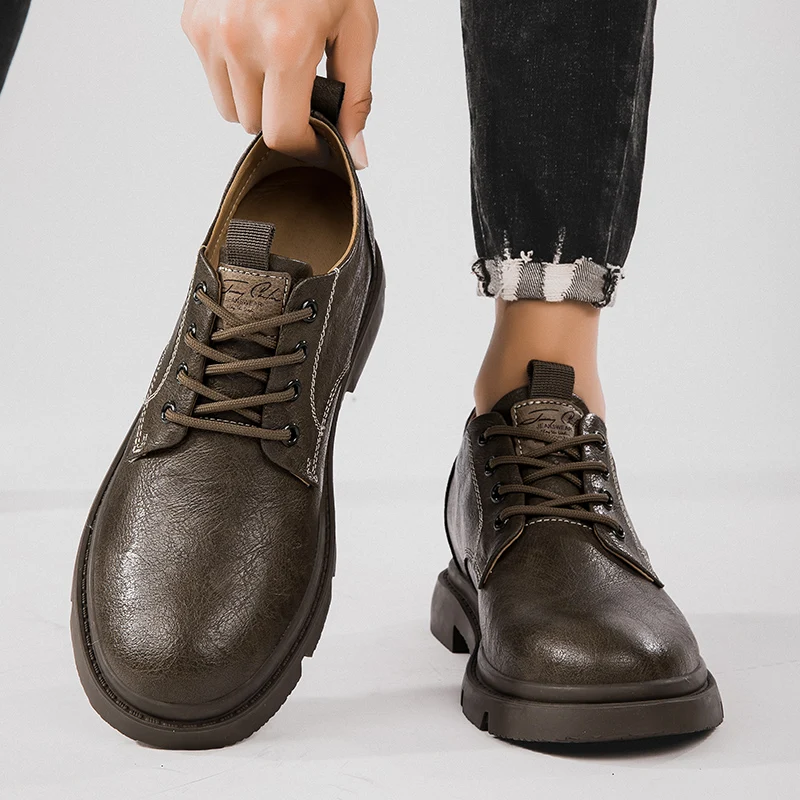 Кожаные деловые туфли-оксфорды мужские модельные туфли увеличивающие рост лифта