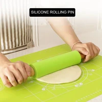 non stick silicone rolling pin wooden handle 360%c2%b0 rotatable cake fondant baking cookie flour roller for kitchen baking tools