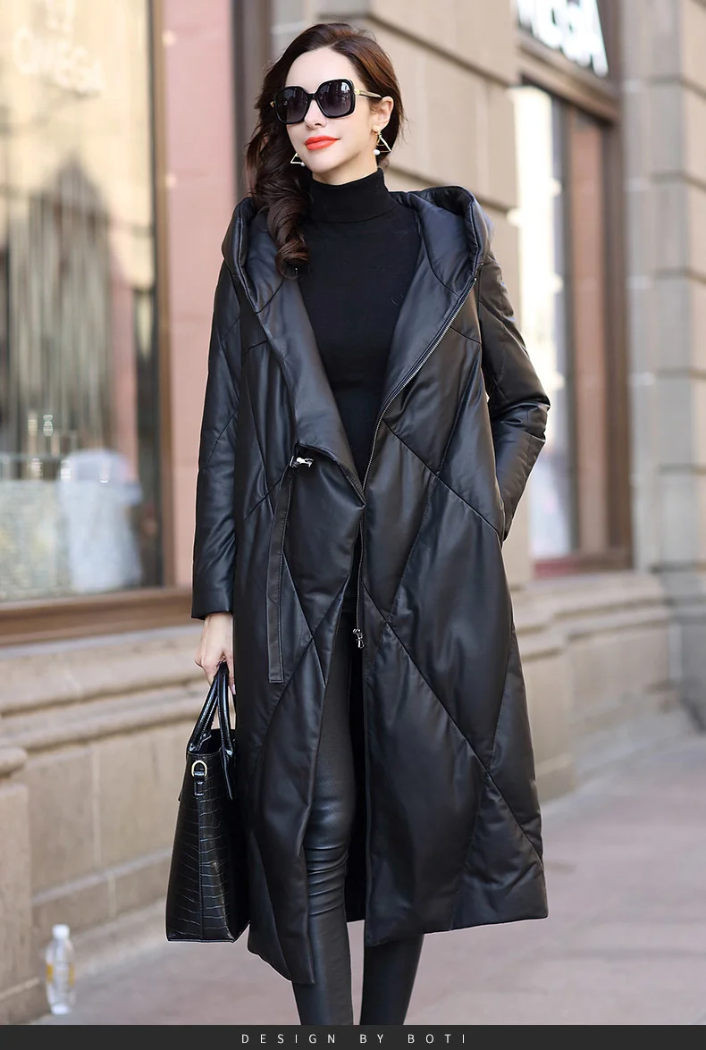 

Hot Sale 2023 100% Genuine Leather Jacket Sheepskin Black Long Winter Jacket Women Clothes Luxury Thicken Warm Down Jackets Jaqu