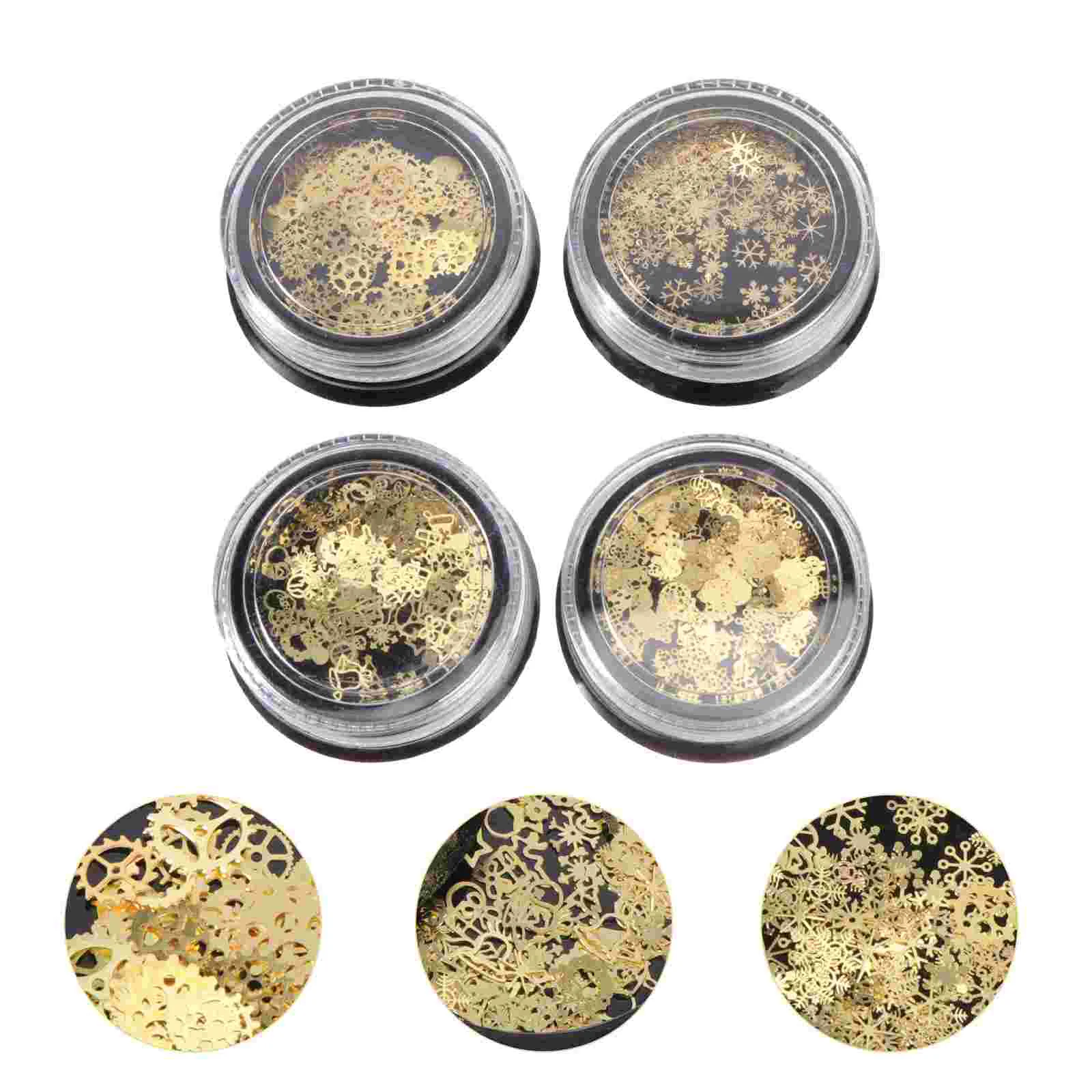 

4 Boxes Christmas Nail Studs, 3D Snowflake Nails Charms Metal Manicure Patch for DIY Nails