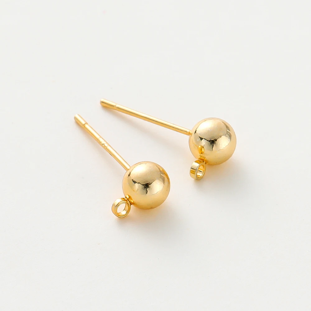 

10Pcs 14K/18K Gold Color Plated Brass Pin Findings Stud Earring Basic Pins Stoppers Connector For DIY Jewelry Making Accessories