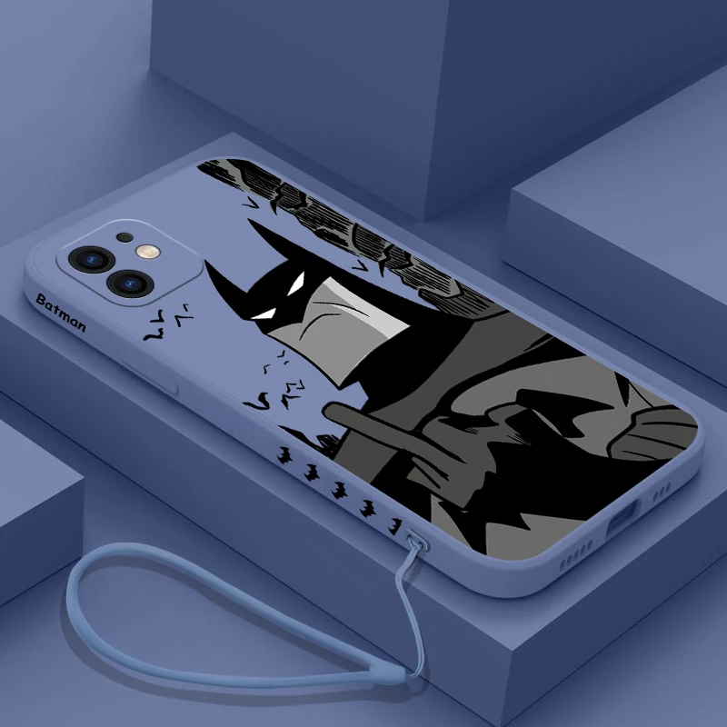 Funny B-Batmans Phone Case For iPhone 14 13 12 11 Plus Pro Max Mini X XR XS SE2020 8 7 6 6S Plus Cover with Strap images - 6