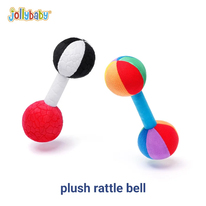 

Jollybaby Dumbbell Rattle Sensory Color Black and White Soft Cloth Sound Stimulate Toddler Baby Infant Toys with Two Sides Bell