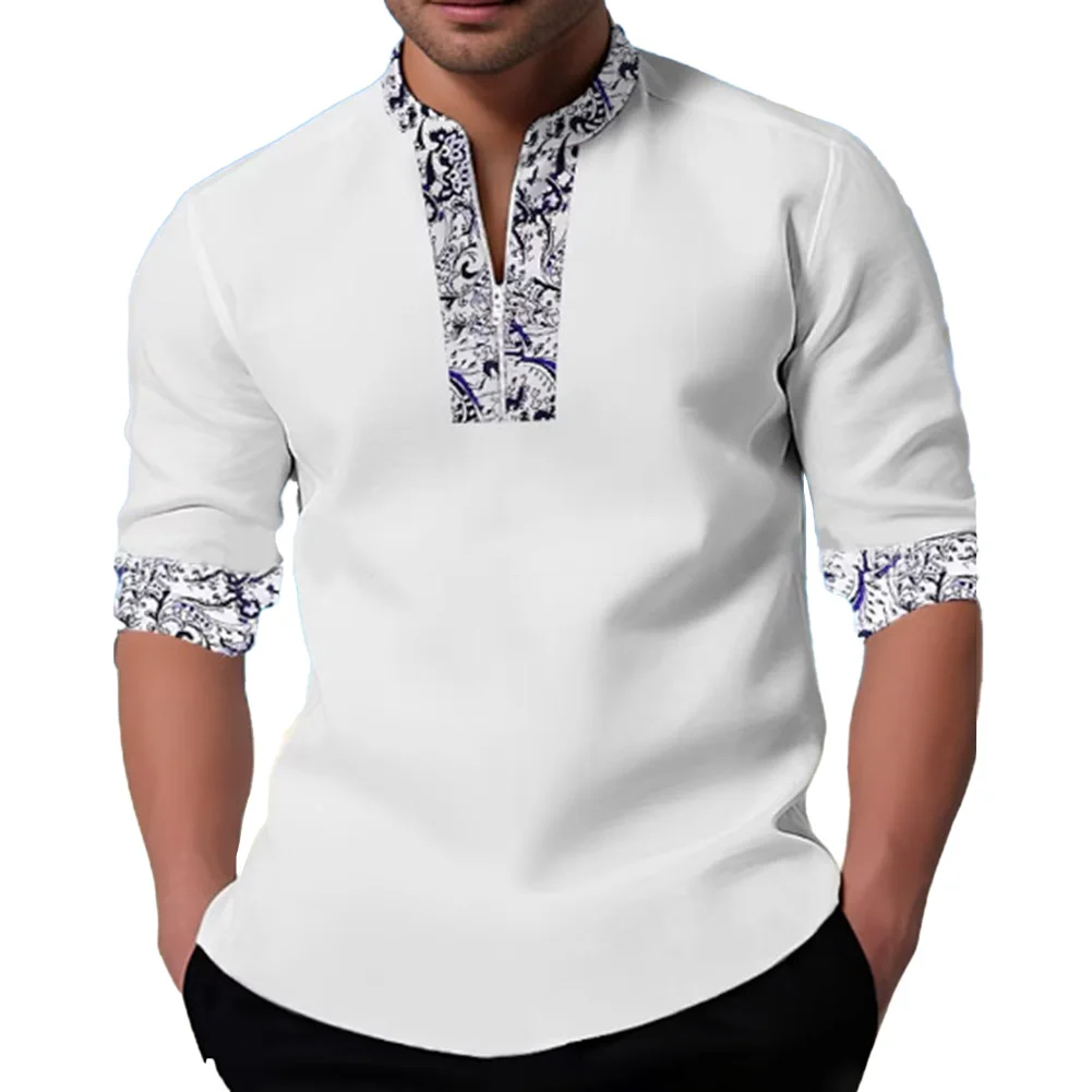 

Men Tops Shirt Decorative Fashion Gift Holiday Long Sleeve Placket Shirts Spring Stylish T Shirts Vacation Winter