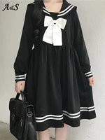 anbenser gothic vintage lolita dress women japanese college style long sleeve black dress cute party dress sweet cosplay costume