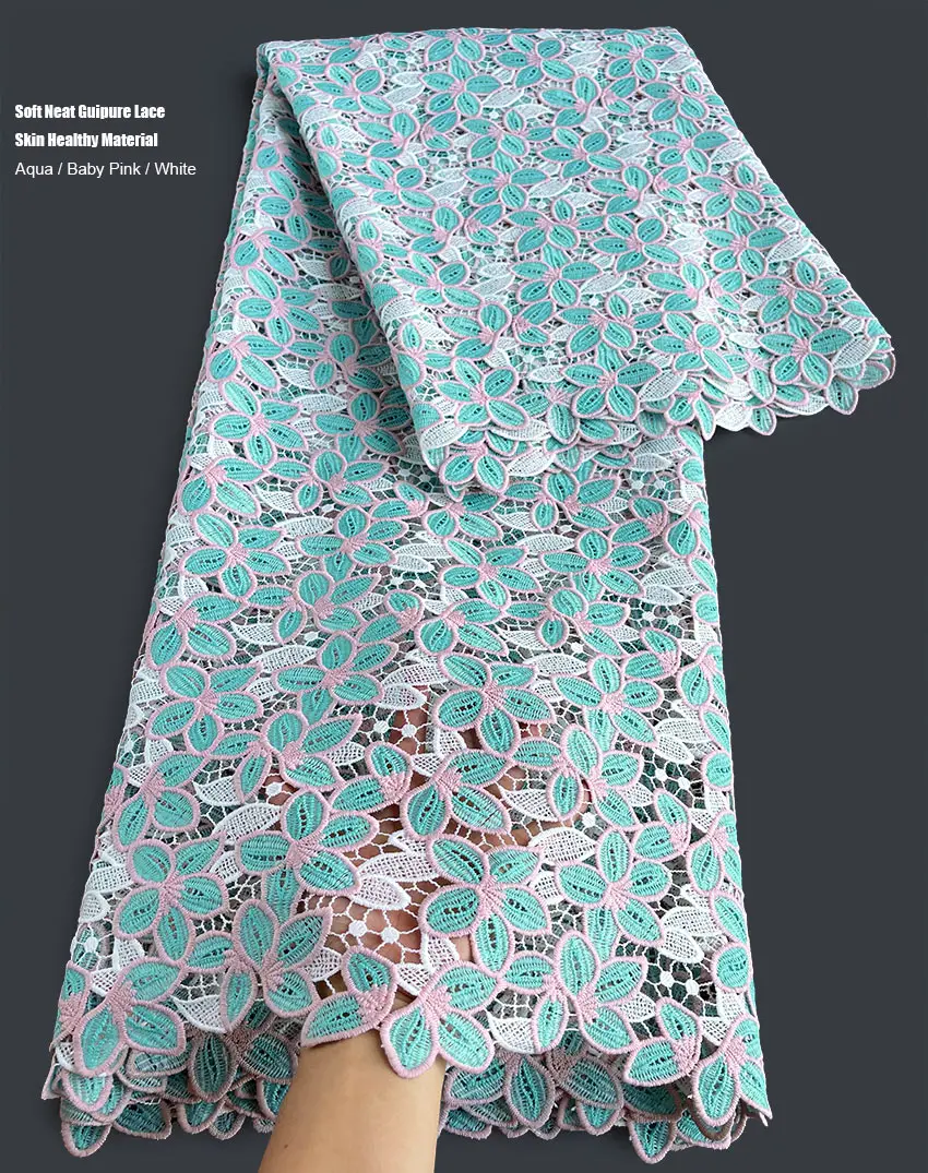 Приятная для кожи гипюровая кружевная вышивка африканская шнуровая ткань