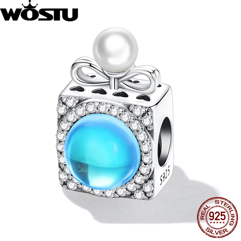 

WOSTU 925 Sterling Silver Perfume bottle Charms Rainbow Moonstone White Pearl Beads Fit Original Bracelet Bangle Women Jewelry